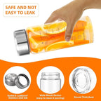 Glass Juice Bottles 6 Pack 16 oz - Wide Mouth Glass Water Bottles with Lids - for Juicing, Smoothies, Milk, Protein, BPA Free, Reusable, Stainless Steel Lids, Leak Proof, Shaker bottle (16oz/500ml)