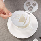 Coffee Decorating Stencils, 5Pcs Stainless Art Stencils Garland Mould Cappuccino Art Templates for Mousse, Cup Cake, Birthday Cake, Coffee, Hot Chocolate