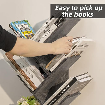 SHEEPAM 5 Tier Tree Book Shelf, Small Desktop Bookshelf - Image 4