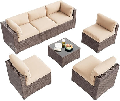 Aoxun Patio Furniture Set, 7 Piece Outdoor Sectional Sofas - Image 9