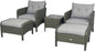 Outsunny 5 Pieces Rattan Wicker Lounge Chair Outdoor Patio Conversation Set by Outsunny