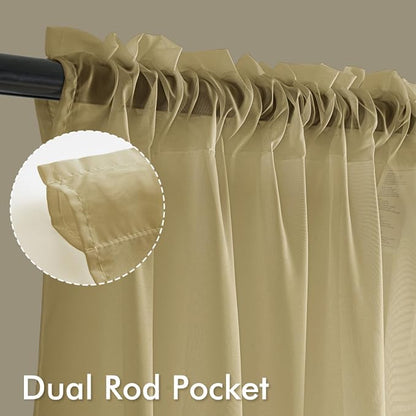 MIULEE Gold Sheer Curtains 72 Inches Long 4 Panels 42 x 72 Inches | Light - Image 3