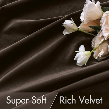 MIULEE Velvet Curtains 52x108 inches Chocolate Brown Blackout Curtains | Luxury - Image 4