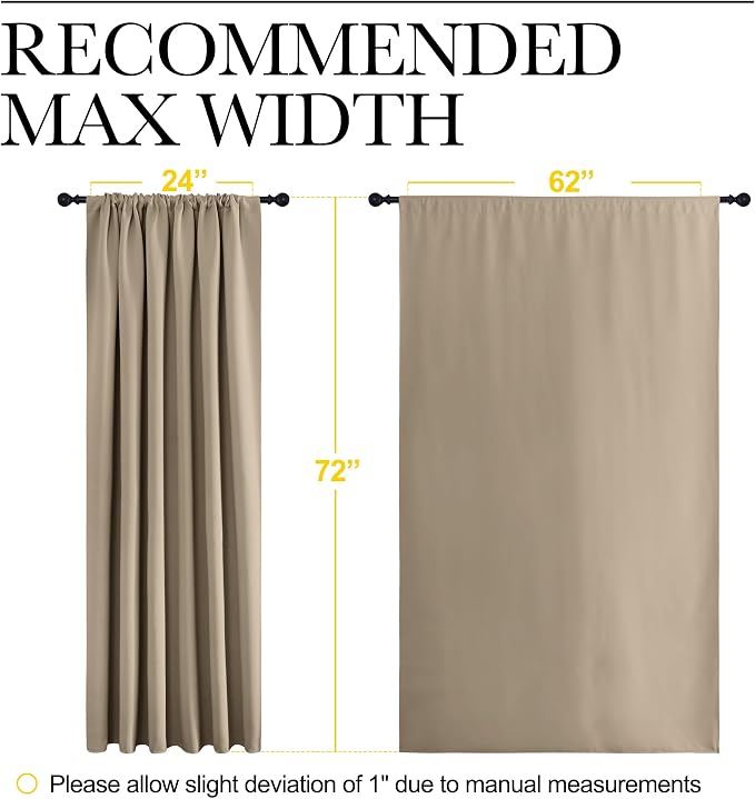 NICETOWN 2 Panels Blackout Curtains, Rod Pocket Window Curtains Room Darkning - Image 6