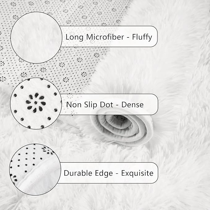 Chicrug Soft Runner Rugs for Bedroom Living Room Plush Fluffy Rug 2x8 | Shag - Image 6