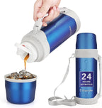 HoneyBee Hot Drinks Keeps Liquid Hot or Cold for Up to 24 Hours Thermos 41 Ounce Coffee Thermos 18/8 Stainless Steel Bpa-Free Insulated Flask，Flask for Hot Water (Blue)