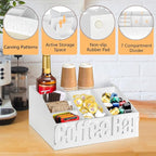 Coffee Bar Organizer for Accessories, Wood Station for Countertop, Farmhouse Pod Holders, White Condiment Organizer for Decor