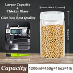 Vacuum Glass Jar with Airtight Lid,41floz/1200ml Borosilicate Glass Coffee Canister Container,Perfect for Coffee Beans & Grounds,Loose Leaf Tea,Candy,Sugar,Nuts,Spices