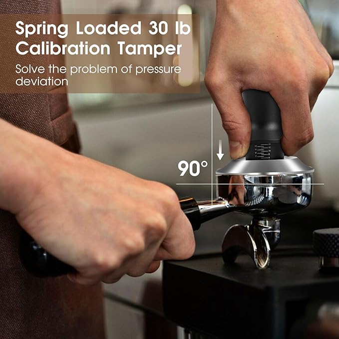 58mm Espresso Accessories Kit, Spring Loaded Calibrated Tamper, WDT Tool and Dosing Funnel Set Fits Espresso Coffee Machines and 58 mm Portafilters