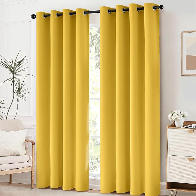 Yakamok Room Darkening Curtains 52x96 inch Long Mustard Yellow-Living Room | 2 - Image 2