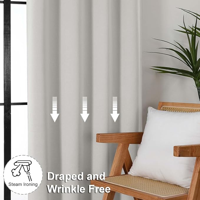 Simplebrand Ava Natural Short 24 Inches Blackout Curtain 2 Panels Set, Half - Image 7