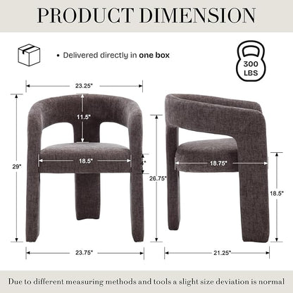Modern Chenille Barrel Dining Chair Upholstered Fabric Dining Room Chair - Image 2