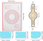 Silicone Baking Mat 16" x 24" - 2 Pcs Silicone Bread Sling for Dutch Oven - NonStick High Degree Kitchen Sour Bread Making Loaf Pan Lifter Liner,Non-Slip Pastry Mat for Rolling Dough,3 Scrapers