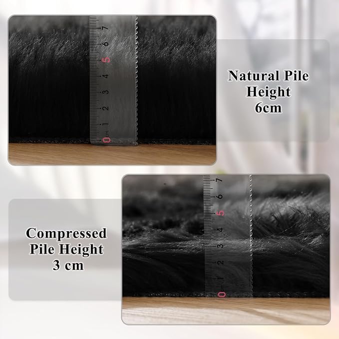 ORINOVA Black Faux Sheepskin Washable Fluffy Fur Rugs - Image 4