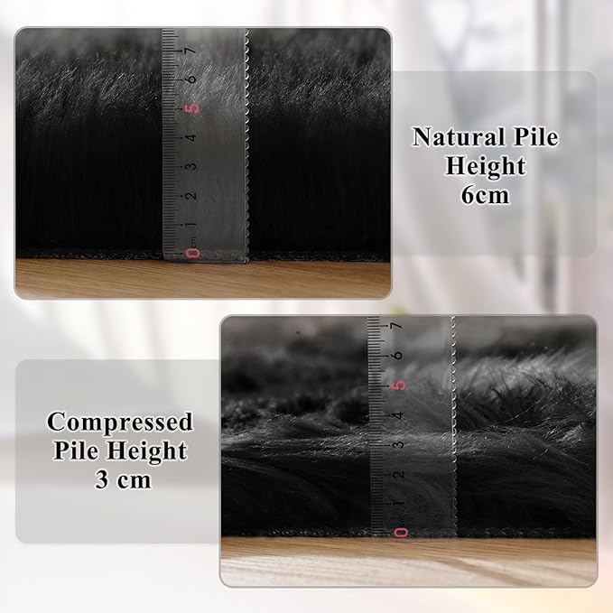 ORINOVA Black Shag Faux Fur 4x6 Area Rugs - Image 4