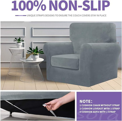 ZNSAYOTX Oversized Velvet 3 Piece Couch Cover - Image 5