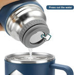 Stainless Steel Thermo 700ml/23.7oz Vacuum Insulated Bottle with Cup for Coffee Hot drink and Cold drink water flask.(Blue,Set)