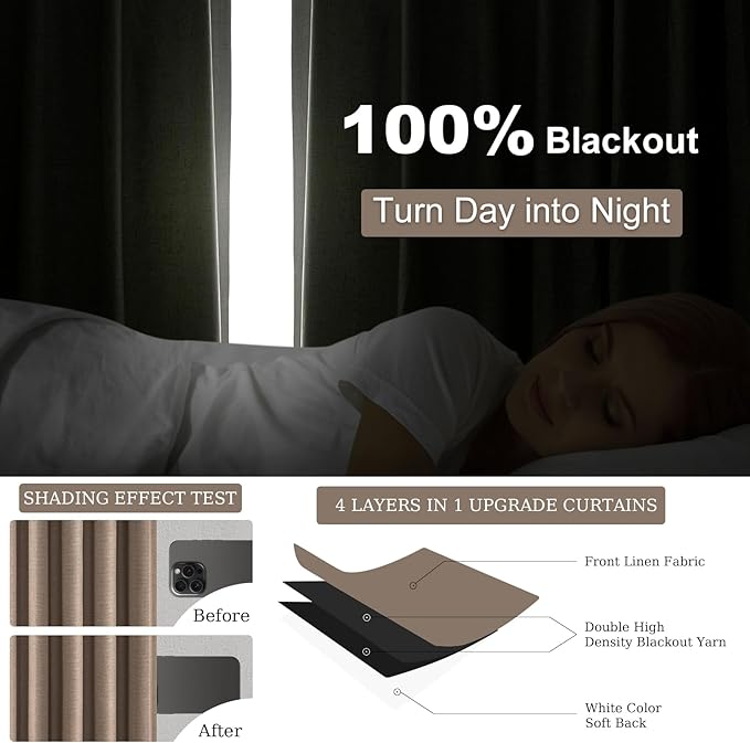 Topfinel 86 Inch Blackout Linen Curtains - Image 6
