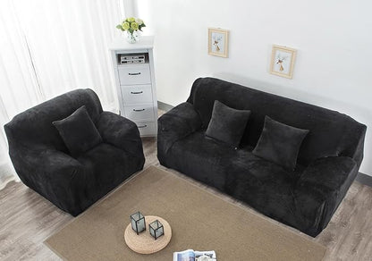 vctops 1-Piece Velvet Plush Stretch Chair Sofa Slipcover Soft Fuzzy Fluffy - Image 3