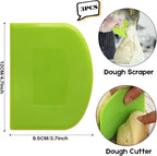 SURDOCA Dough Scraper Bench Scraper - 3P 4.7x3.7" Plastic Flexible Bowl Scraper, Sharp Edge & Angles Cake Scraper. Non-Slip Bakeware Decorating Tools Sculpting & Modeling Tools - Green+Pink+Yellow