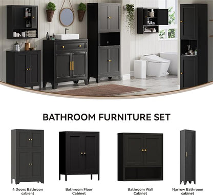YAUWOH Bathroom Floor Cabinet, Metal Storage Cabinet - Image 6