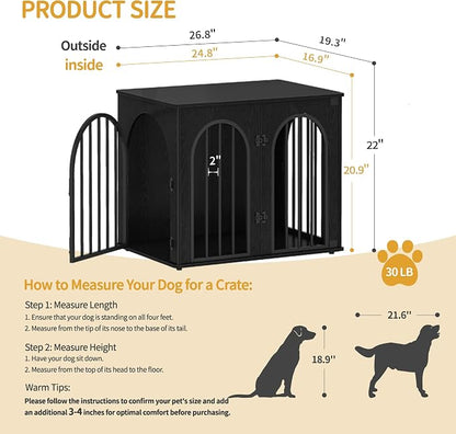 Hzuaneri 26.8'' Wooden Dog Crate Furniture, Indoor Dog Kennel Dogs Cage - Image 2