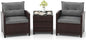 COSTWAY 3PCS Patio Furniture Set, PE Rattan Wicker Sofa w/Washable Cushion and by COSTWAY