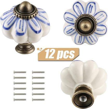 Ivory Pumpkin Knobs 12 Pack Ceramic Cabinet Knobs Vintage Drawer Pulls - Image 2