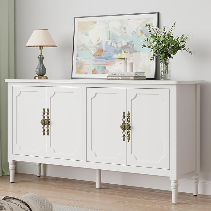 FansaFurn Sideboard with 4 Doors, Mid-Century Console Table with Adjustable by FansaFurn