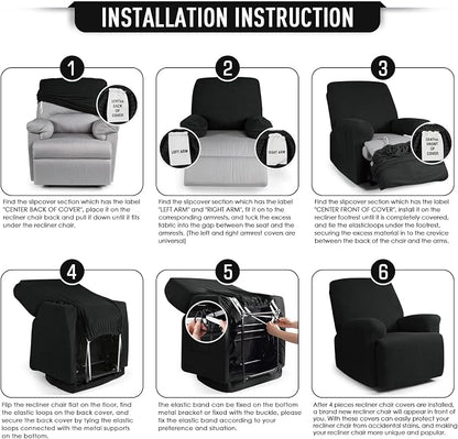TAOCOCO Recliner Cover 4-Pieces, Recliner Stretch Sofa Slipcover, Recliner - Image 6