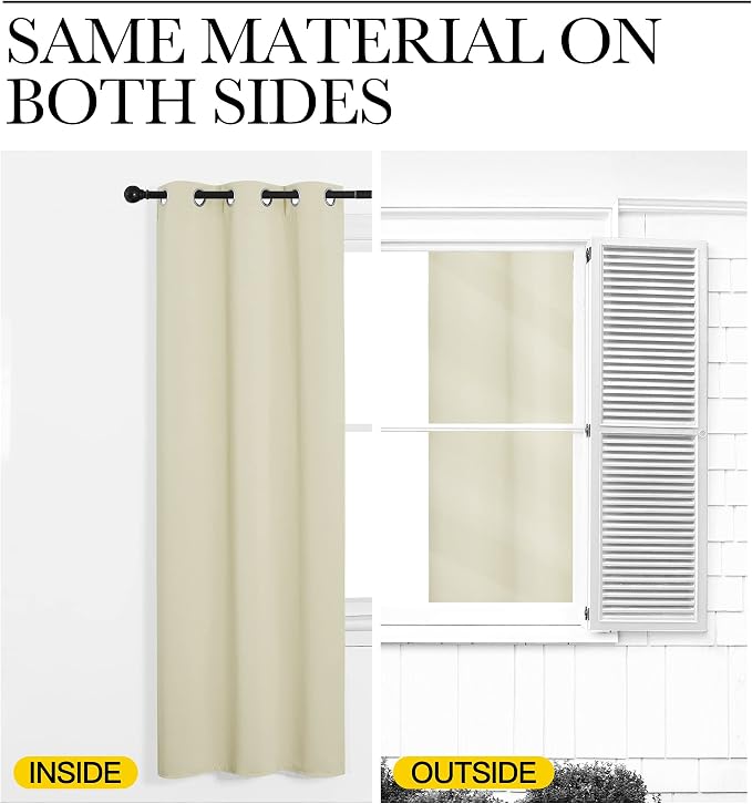 NICETOWN Beige Room Darkening Curtains 108" Long - Image 6