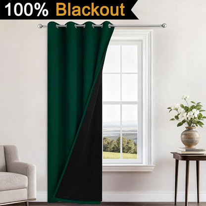Yakamok Dark Green Blackout Curtains 96" Long - Image 2