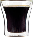 Restaurantware-Forma Professional 3.4 oz Double Wall Shot Glasses, 12 Insulated Espresso Cups - Dishwashable, Reusable, Clear Glass Coffee Cups, Freezable, For Hot Or Cold Beverages