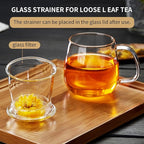 Large Glass Tea Cup, 25.6 oz Borosilicate Glass Tea Mug with Infuser and Lid, Clear Tea Cups for Brewing Scented Tea and Tea Bag