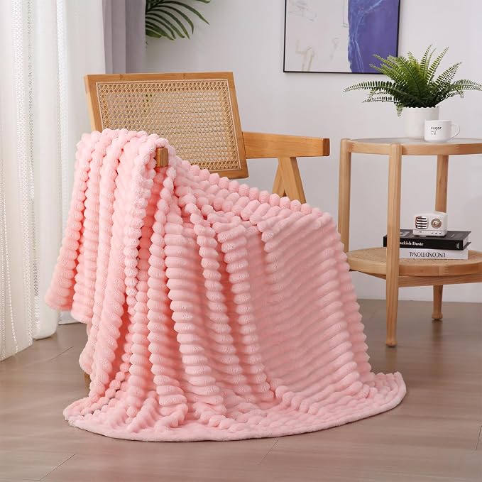 Light Pink Fleece Throw Blanket 50”×70” - Image 3
