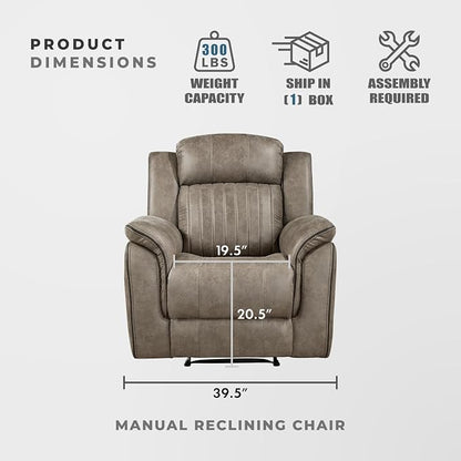 Lexicon Recliner Chair, Home Theater Seating, Manual Polished Microfiber - Image 4