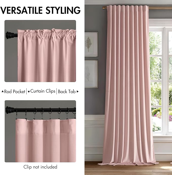 MIULEE Light Pink Velvet Curtains 52x84 inches Luxury Blackout Curtains | - Image 2
