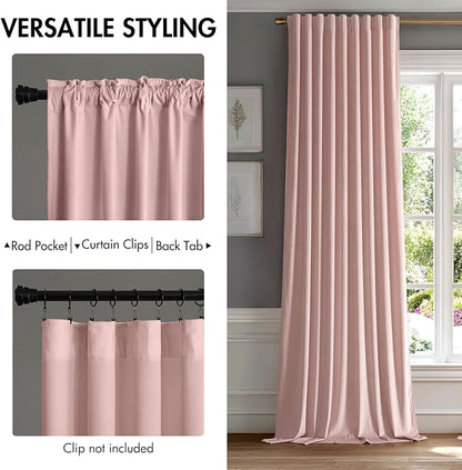 MIULEE Light Pink Velvet Curtains 52x84 inches Luxury Blackout Curtains | - Image 2