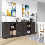 4 EVER WINNER Coffee Bar Cabinet with Sliding Barn Doors, 42” Sideboard Buffet Cabinet with Storage, Farmhouse Coffee Bar Station Table Liquor Wine Bar with Shelves for Kitchen, Espresso