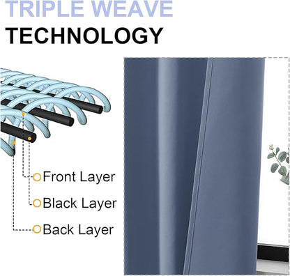 Simplebrand Ava Denim Blue Short Blackout Curtains - Image 4