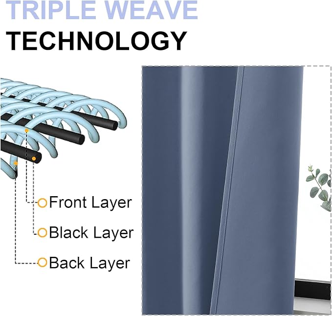 Simplebrand Ava Denim Blue Blackout Curtains - Image 4