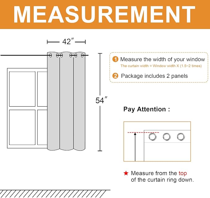 Blackout Curtains for Bedroom, 2 Drape Panels, 42 x 54 Inch | Thermal Insulated - Image 7