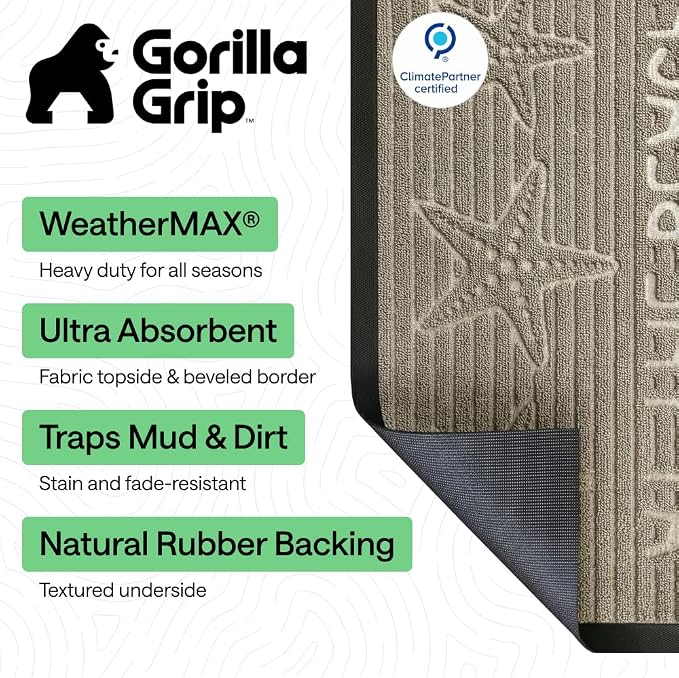 GORILLA GRIP 100% Waterproof All-Season WeatherMAX Doormat 35x23, US Designed - Image 2