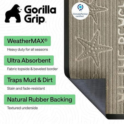 GORILLA GRIP 100% Waterproof All-Season WeatherMAX Doormat, US Designed Natural - Image 2