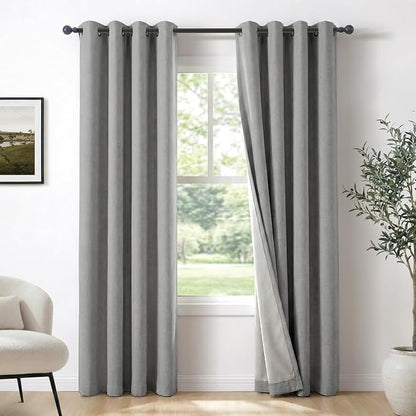Curtains, 2 Panels, Linen Textured Look, Thermal Insulated, Full Light Blackout by 100BlackoutShield
