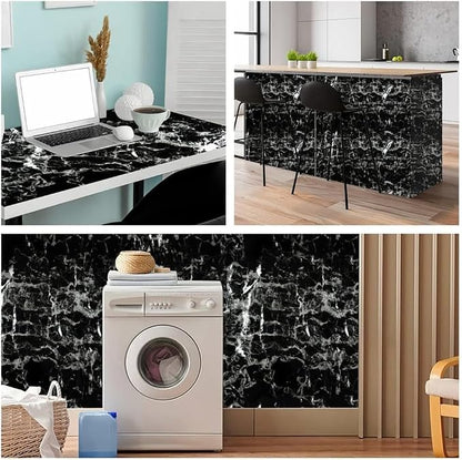 Arthome Black Marble Contact Paper, Peel and Stick Black Paper, Self Adhesive - Image 2