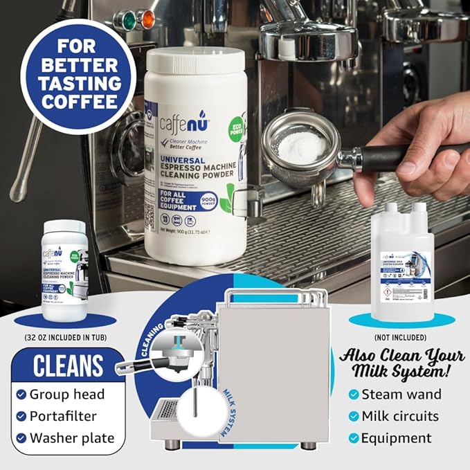 Coffee Machine Cleaner Powder 900G / 31 oz. Essential part of your Barista Accessories. Espresso Machine Cleaner. Coffee Cleaning Powder For Group Head. Use on your Commercial Machine. For Barista Kit