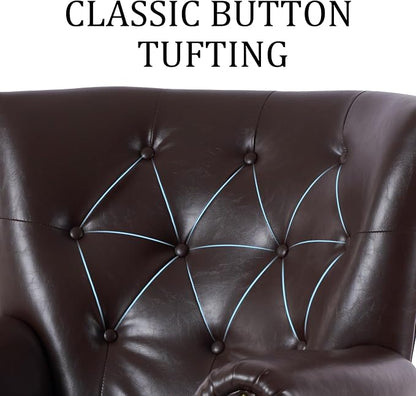 Modern Accent Chair, Mid-Century Faux Leather Armchair - Image 5