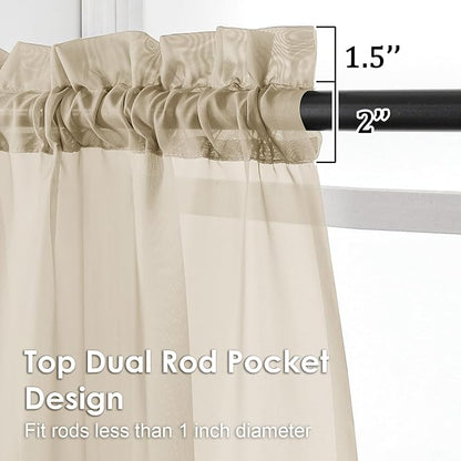 Taupe Sheer Curtains 72 Inches Long 2 Panels - Image 3