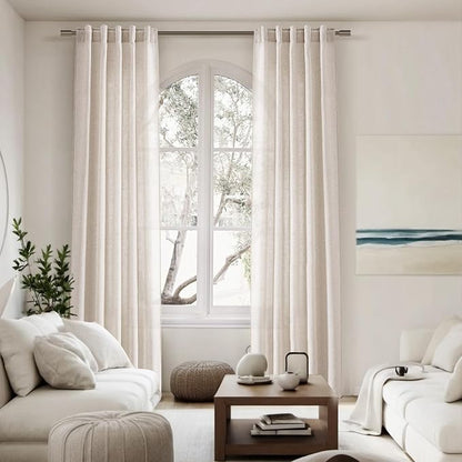 Linen 102 Inch Long Curtains for Living Room 2 Panels Back Tab Pocket Semi - Image 7